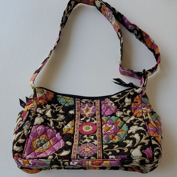 VERA BRADLEY SUZANI FLORAL QUILTED CROSSBODY BAG BLACK PINK BEIGE TAN PURPLE - Picture 6 of 11